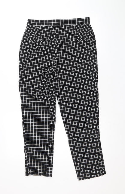 Unique 21 Womens Black Check Polyester Trousers Size M Regular Zip