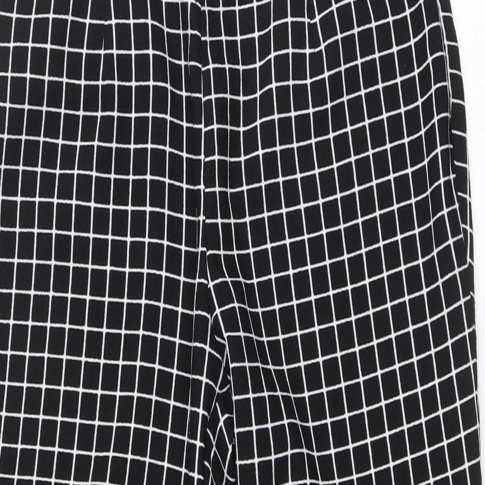 Unique 21 Womens Black Check Polyester Trousers Size M Regular Zip