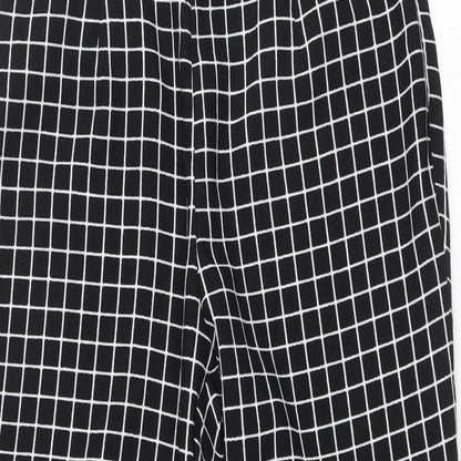 Unique 21 Womens Black Check Polyester Trousers Size M Regular Zip