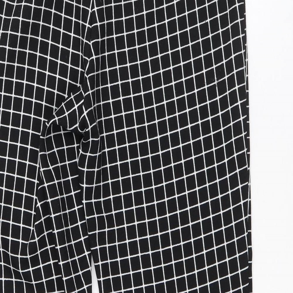 Unique 21 Womens Black Check Polyester Trousers Size M Regular Zip