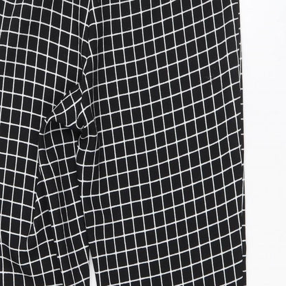 Unique 21 Womens Black Check Polyester Trousers Size M Regular Zip