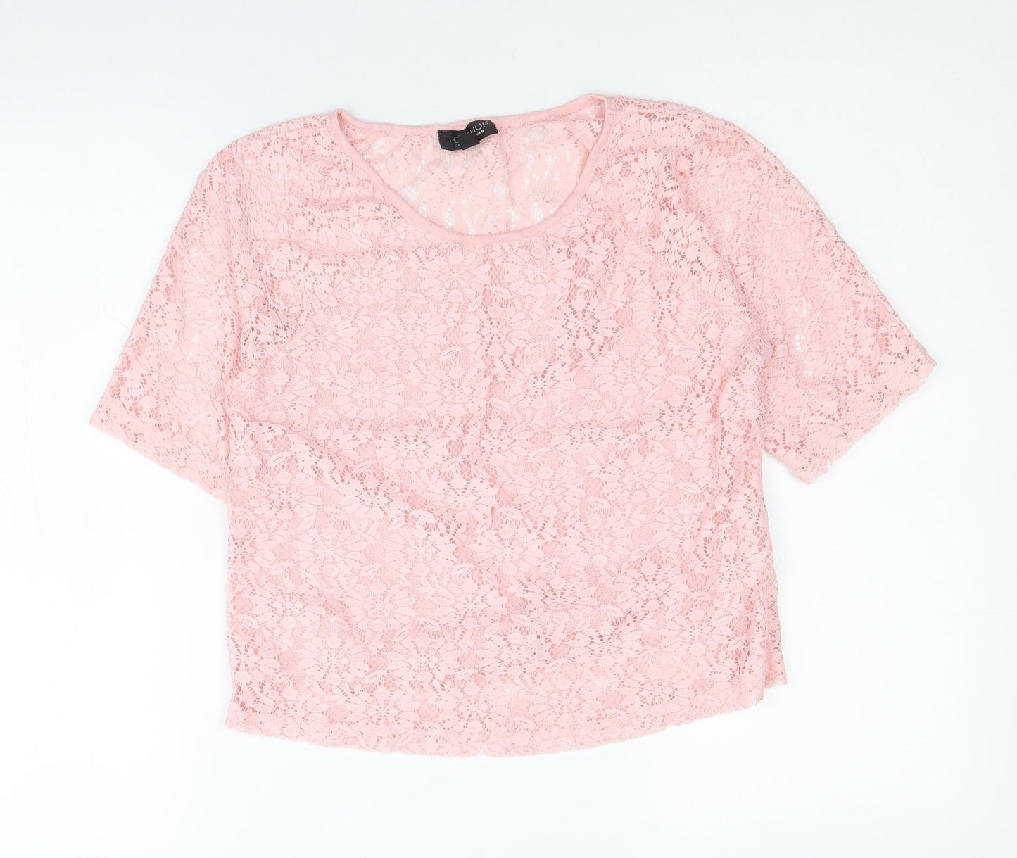 Womens UK Size 8 Topshop Pink Cropped T-Shirt