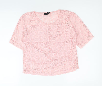 Womens UK Size 8 Topshop Pink Cropped T-Shirt