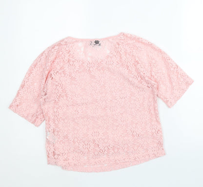 Womens UK Size 8 Topshop Pink Cropped T-Shirt