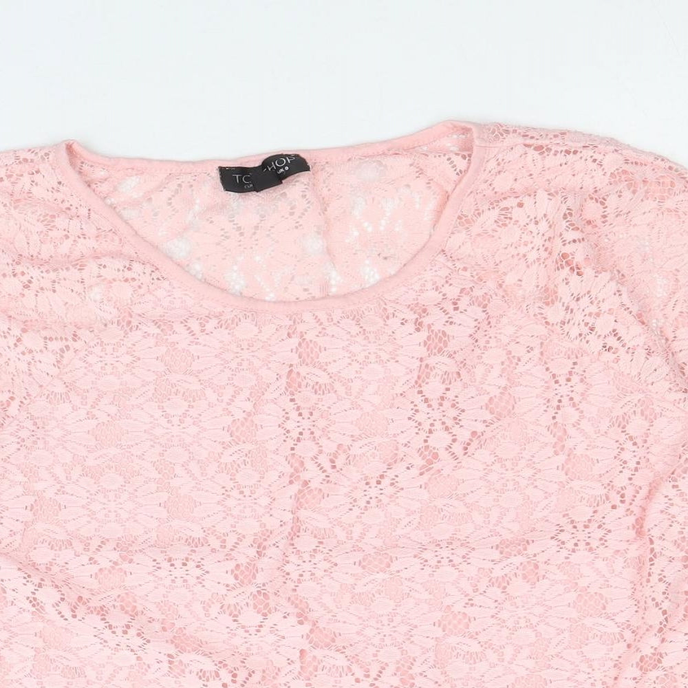 Womens UK Size 8 Topshop Pink Cropped T-Shirt