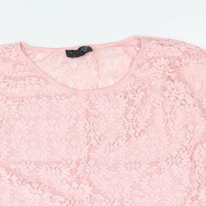 Womens UK Size 8 Topshop Pink Cropped T-Shirt