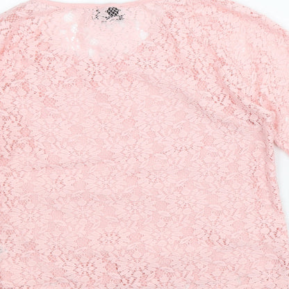 Womens UK Size 8 Topshop Pink Cropped T-Shirt