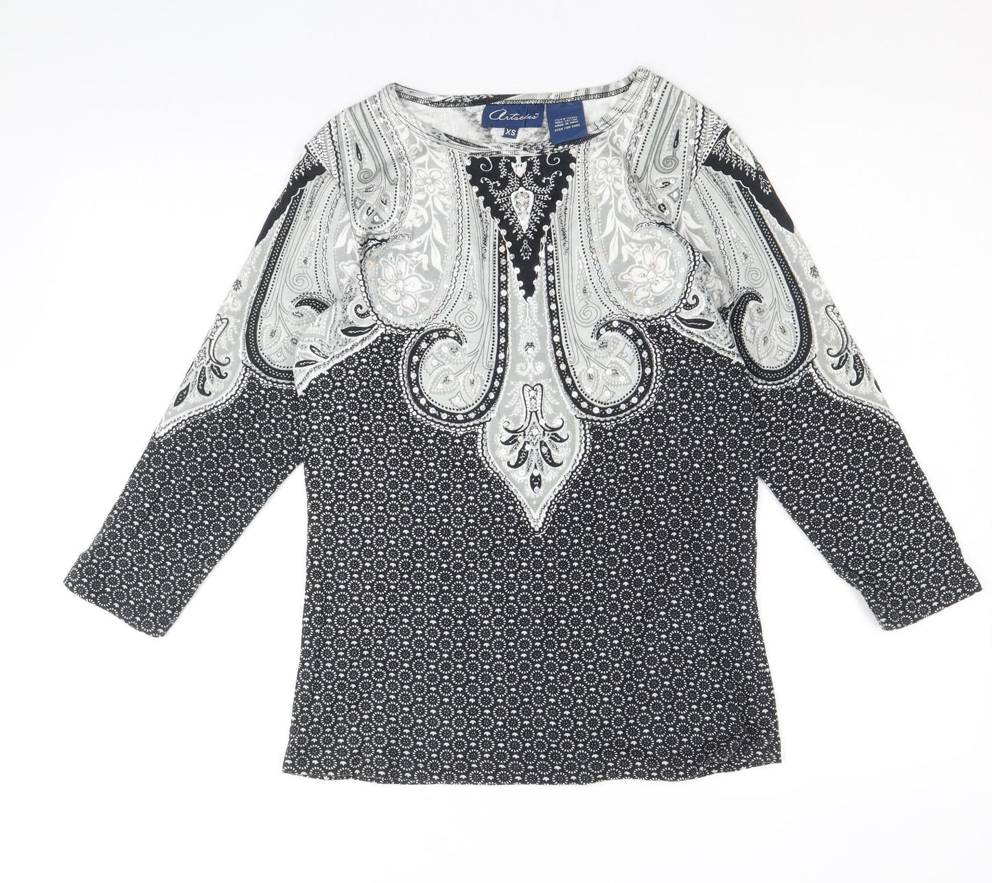 Womens UK Size XS Preworn Black Basic Blouse