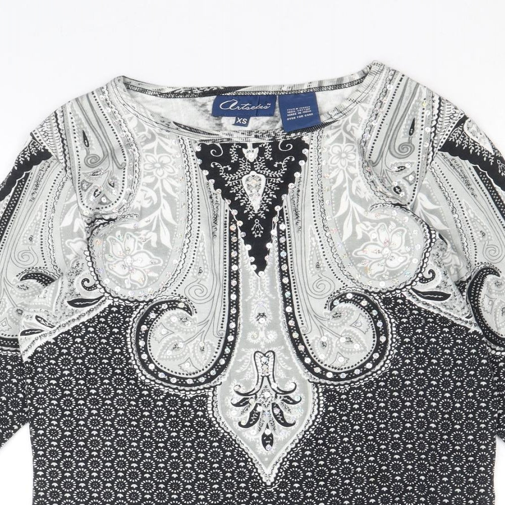 Womens UK Size XS Preworn Black Basic Blouse
