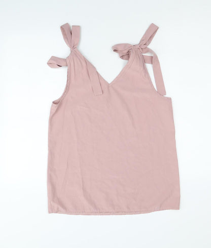 Womens UK Size S Preworn Pink Basic Tank