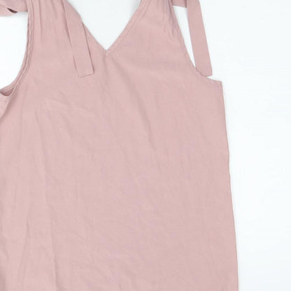 Womens UK Size S Preworn Pink Basic Tank