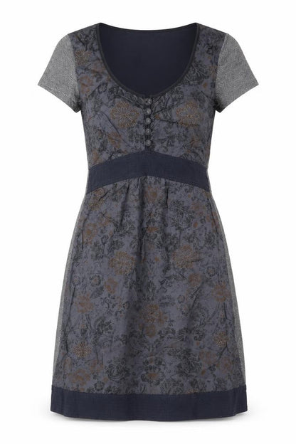 Cream Womens Grey Floral Viscose A-Line Size XS Round Neck Button