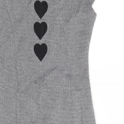 Cream Womens Grey Floral Viscose A-Line Size XS Round Neck Button