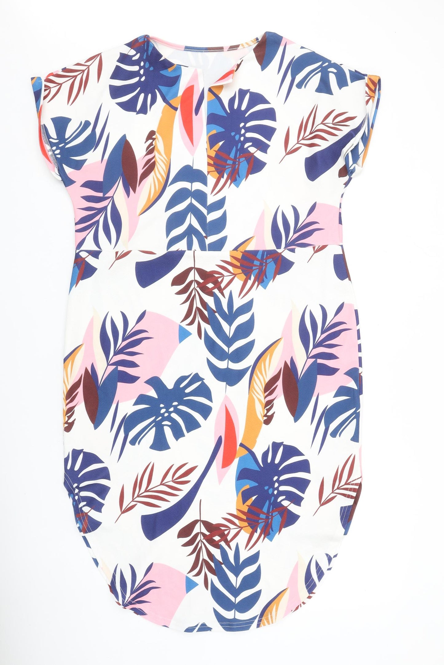 SheIn Womens White Floral Polyester A-Line Size XL Round Neck Pullover