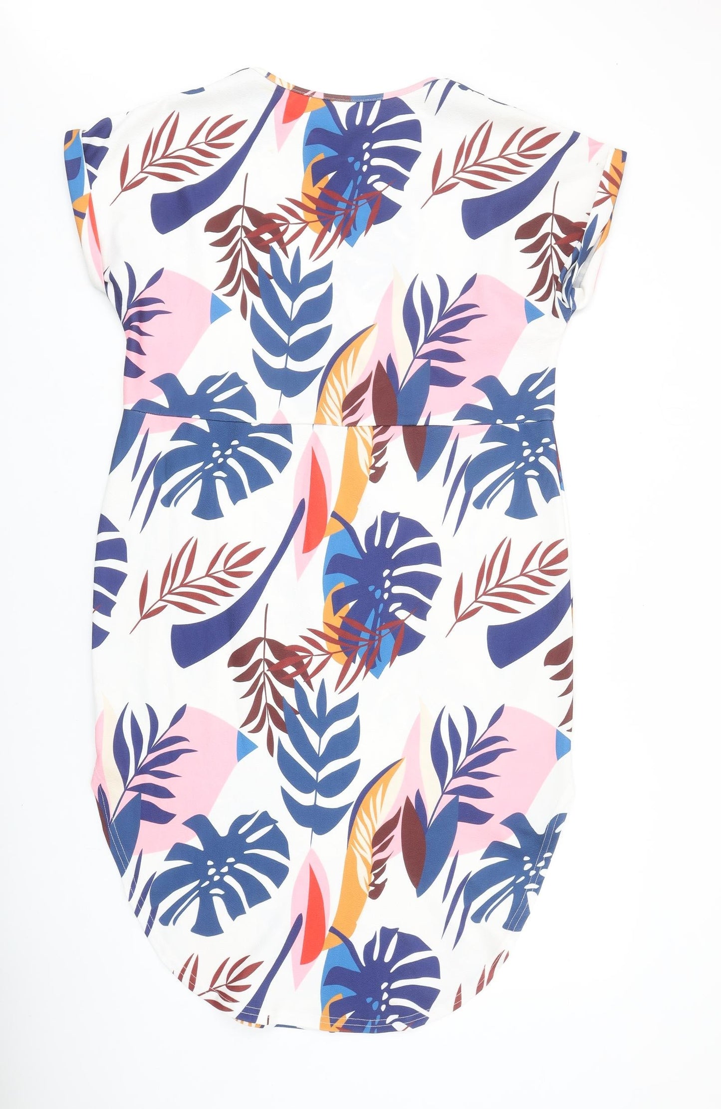 SheIn Womens White Floral Polyester A-Line Size XL Round Neck Pullover