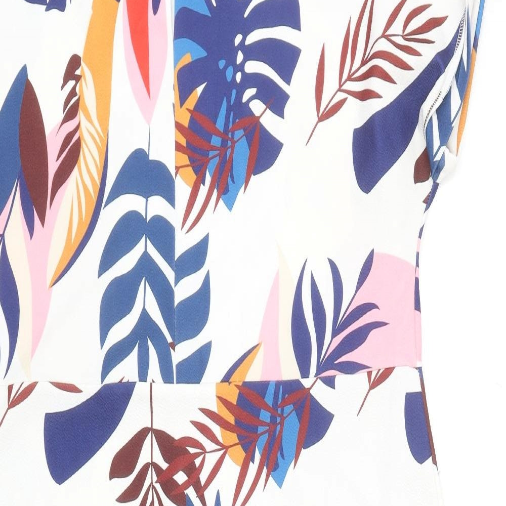 SheIn Womens White Floral Polyester A-Line Size XL Round Neck Pullover