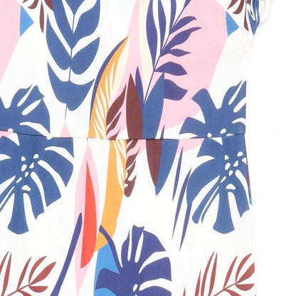 SheIn Womens White Floral Polyester A-Line Size XL Round Neck Pullover