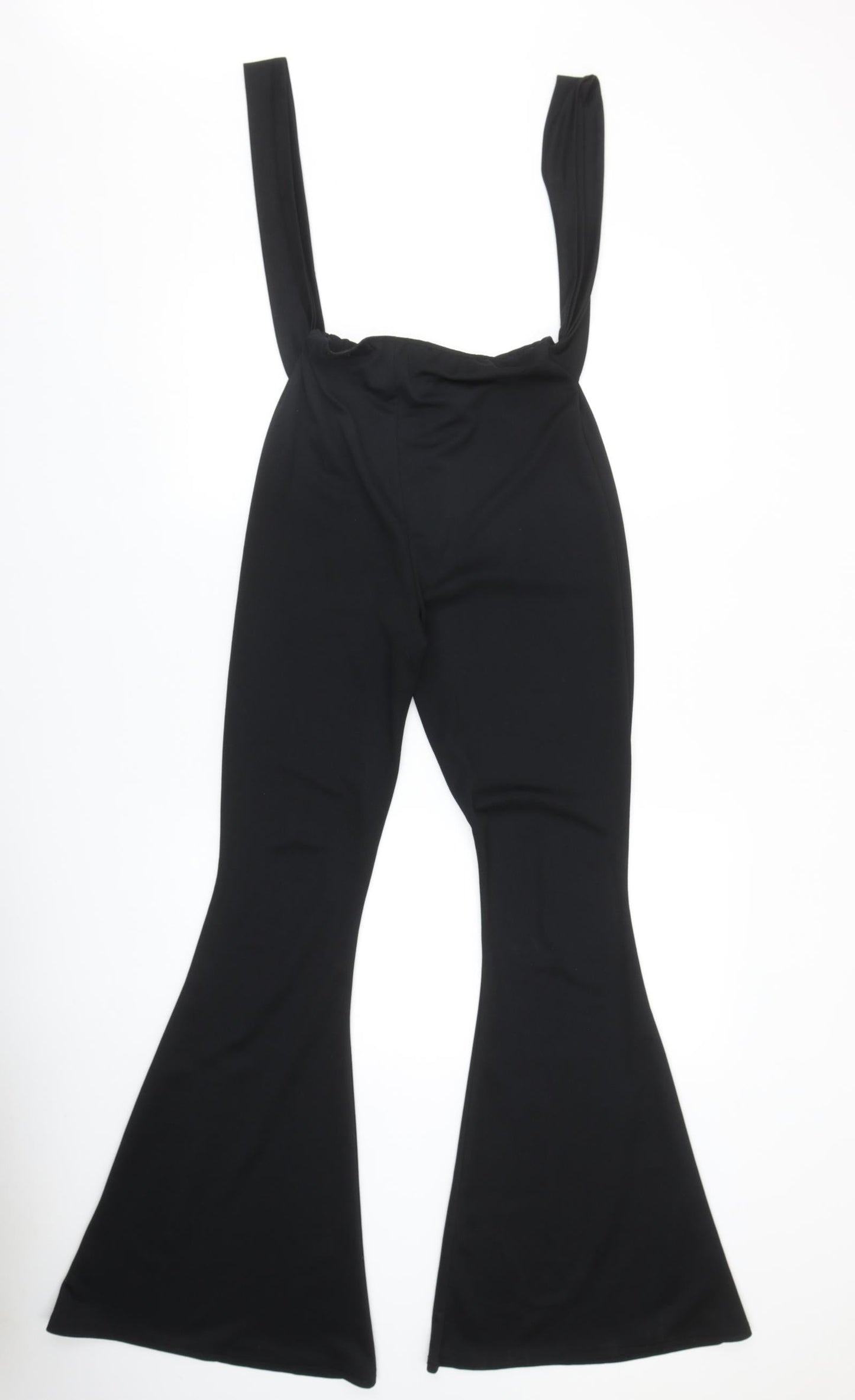 PRETTYLITTLETHING Womens Black Polyester Dungaree One-Piece Size 8 Pullover