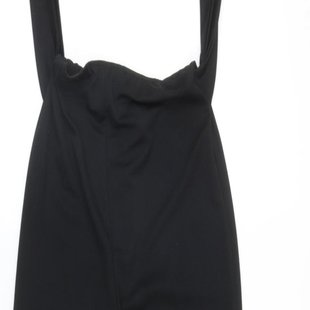 PRETTYLITTLETHING Womens Black Polyester Dungaree One-Piece Size 8 Pullover