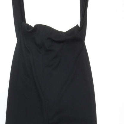 PRETTYLITTLETHING Womens Black Polyester Dungaree One-Piece Size 8 Pullover