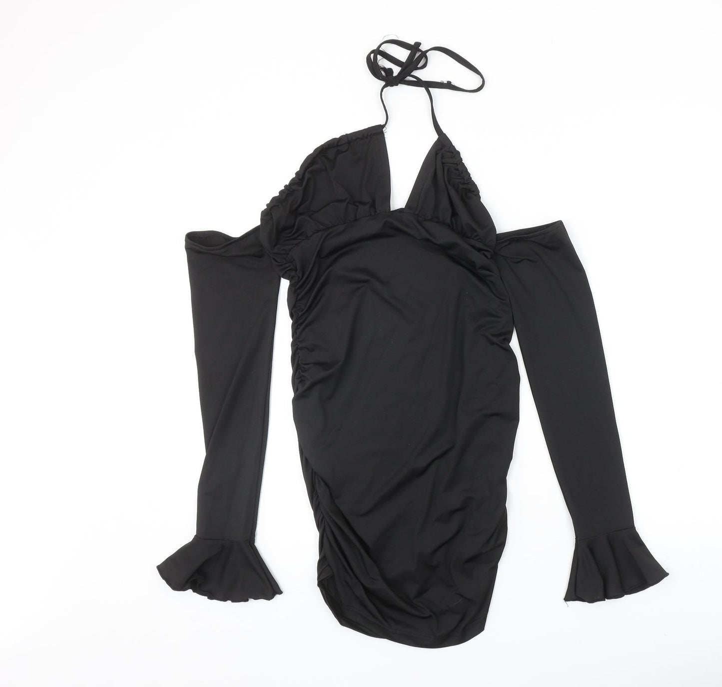 SheIn Womens Black Polyester Bodycon Size M Halter Pullover