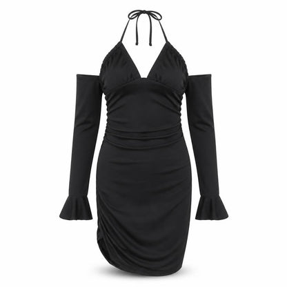SheIn Womens Black Polyester Bodycon Size M Halter Pullover