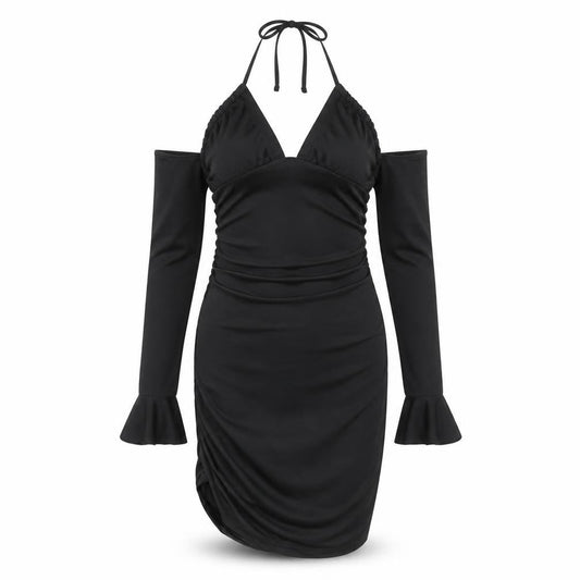 SheIn Womens Black Polyester Bodycon Size M Halter Pullover