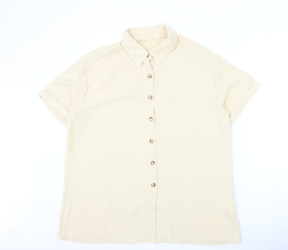 Womens UK Size XL Preworn Beige Basic Button-Up
