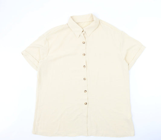 Womens UK Size XL Preworn Beige Basic Button-Up