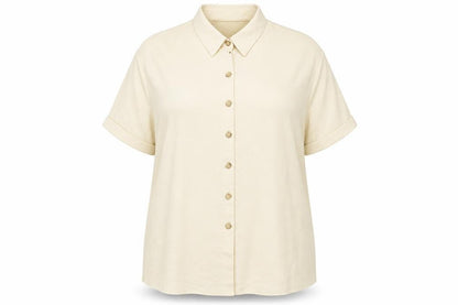 Womens UK Size XL Preworn Beige Basic Button-Up