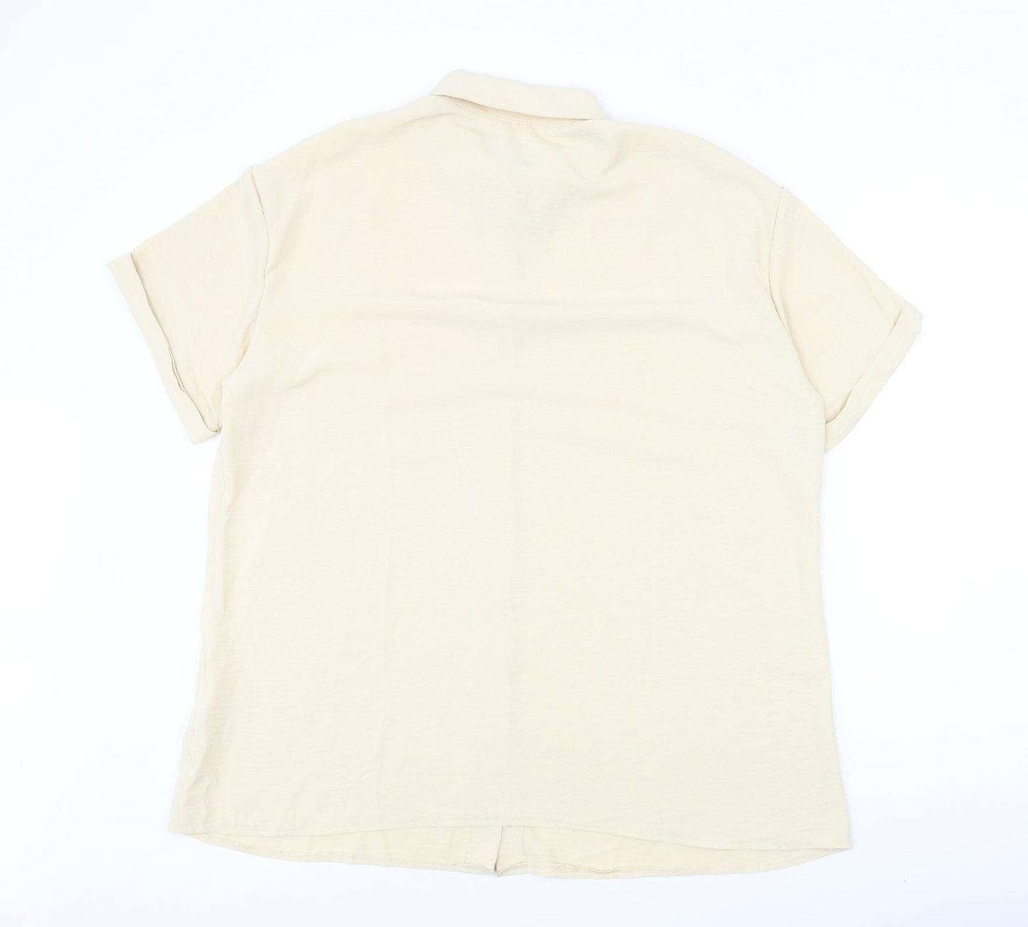Womens UK Size XL Preworn Beige Basic Button-Up