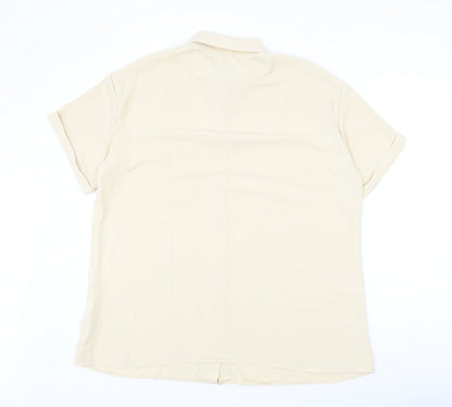Womens UK Size XL Preworn Beige Basic Button-Up