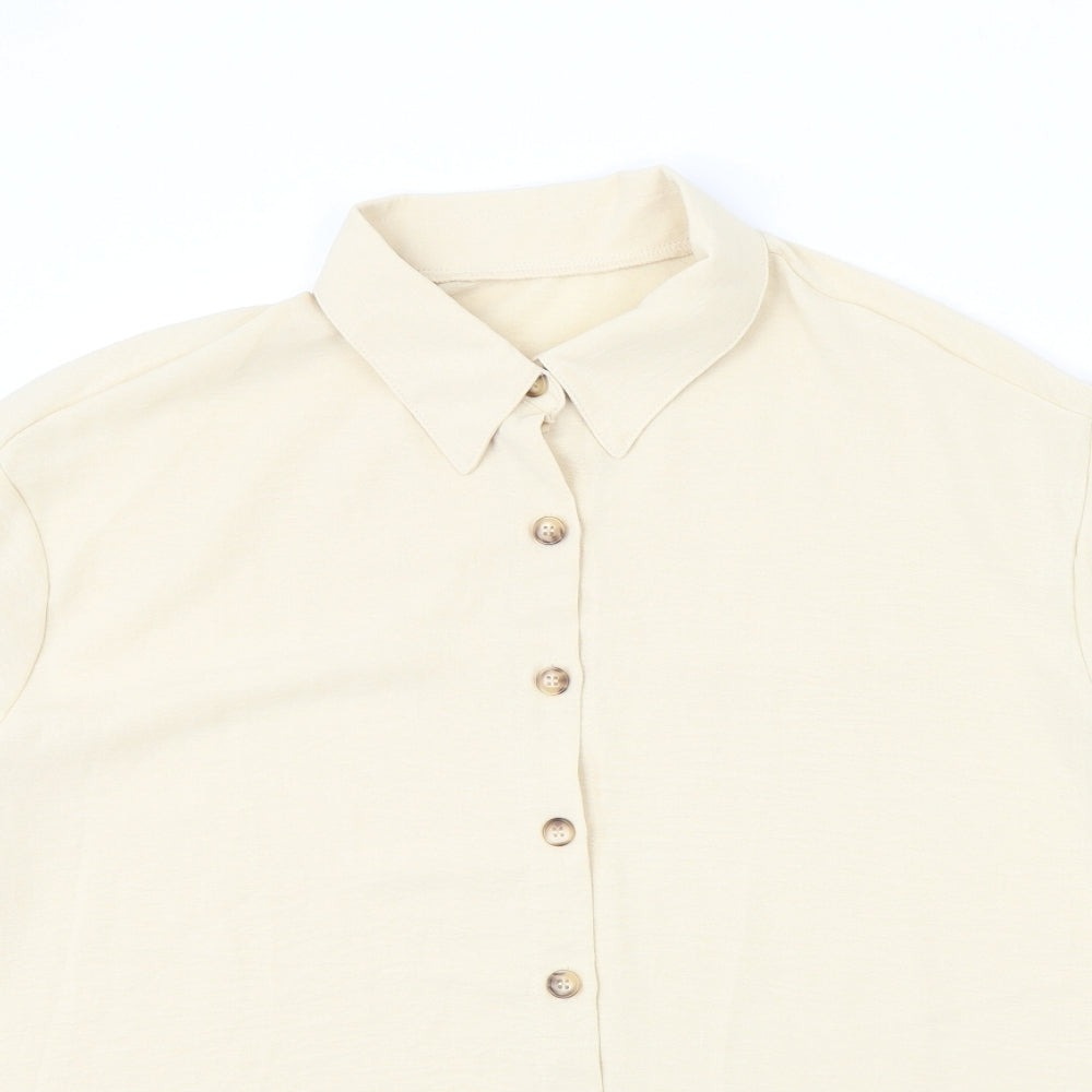 Womens UK Size XL Preworn Beige Basic Button-Up