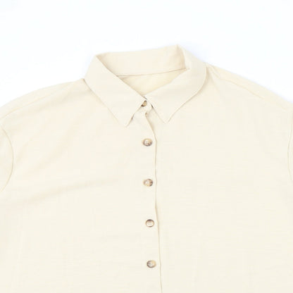 Womens UK Size XL Preworn Beige Basic Button-Up