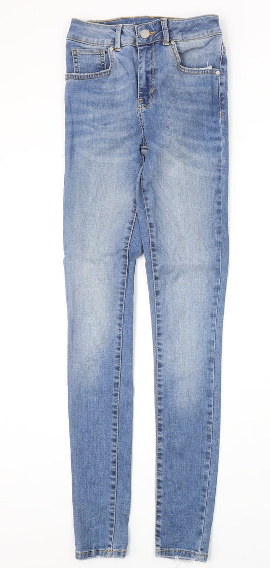 Never Denim Womens Blue Cotton Skinny Jeans Size XS Regular Zip