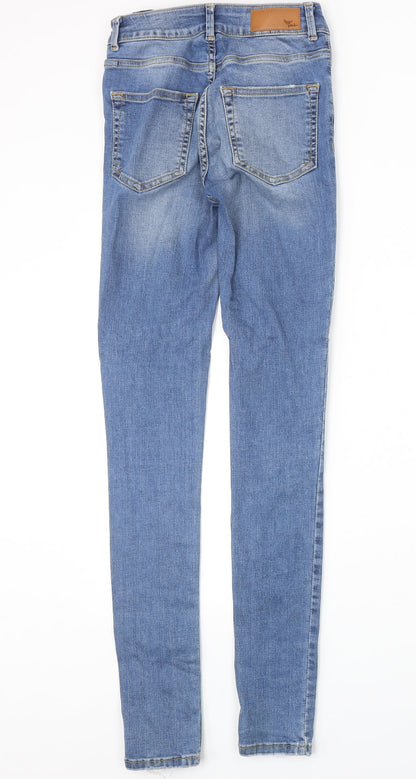Never Denim Womens Blue Cotton Skinny Jeans Size XS Regular Zip