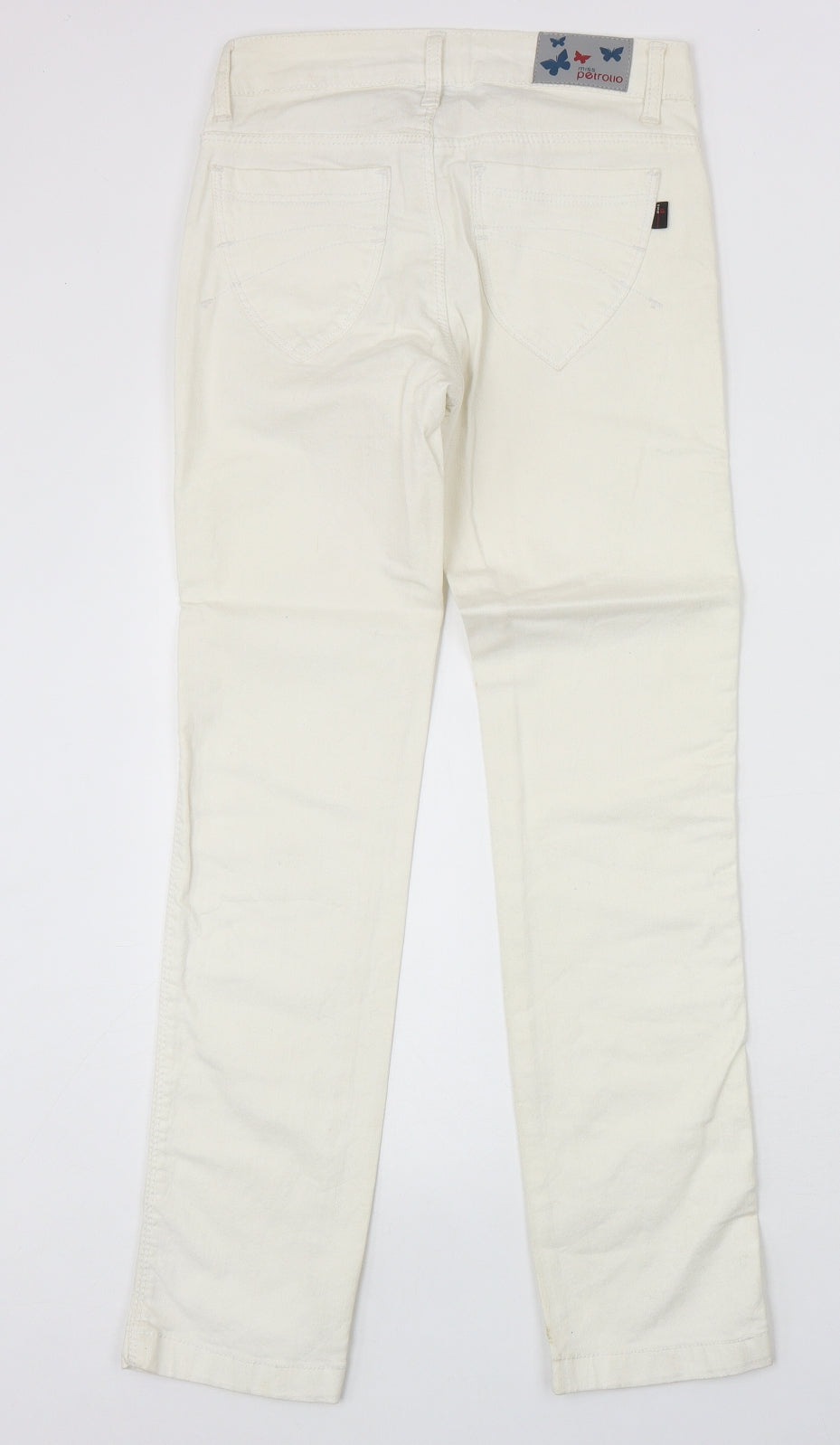 Miss Petrolio Womens Ivory Cotton Skinny Jeans Size 30 in Regular Zip