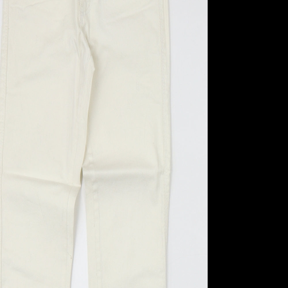 Miss Petrolio Womens Ivory Cotton Skinny Jeans Size 30 in Regular Zip