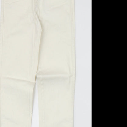 Miss Petrolio Womens Ivory Cotton Skinny Jeans Size 30 in Regular Zip