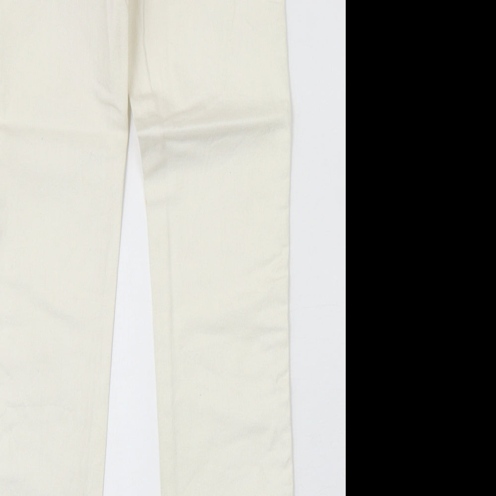 Miss Petrolio Womens Ivory Cotton Skinny Jeans Size 30 in Regular Zip