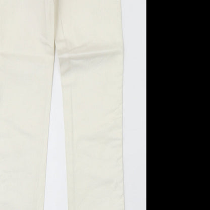 Miss Petrolio Womens Ivory Cotton Skinny Jeans Size 30 in Regular Zip