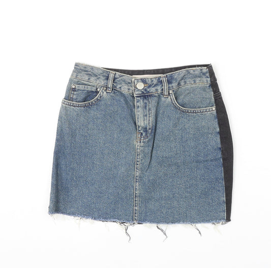 ASOS Womens Blue Cotton A-Line Skirt Size 4XL Zip