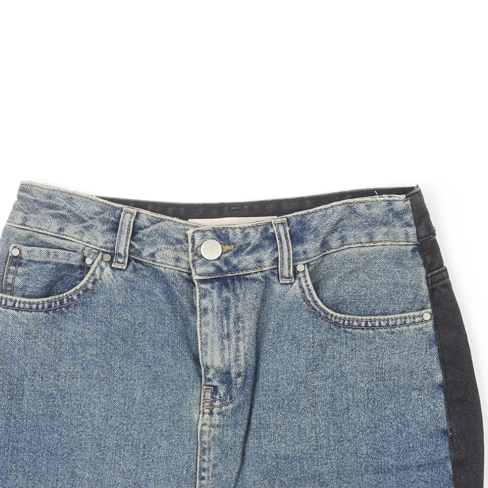 ASOS Womens Blue Cotton A-Line Skirt Size 4XL Zip