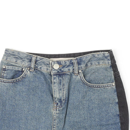 ASOS Womens Blue Cotton A-Line Skirt Size 4XL Zip