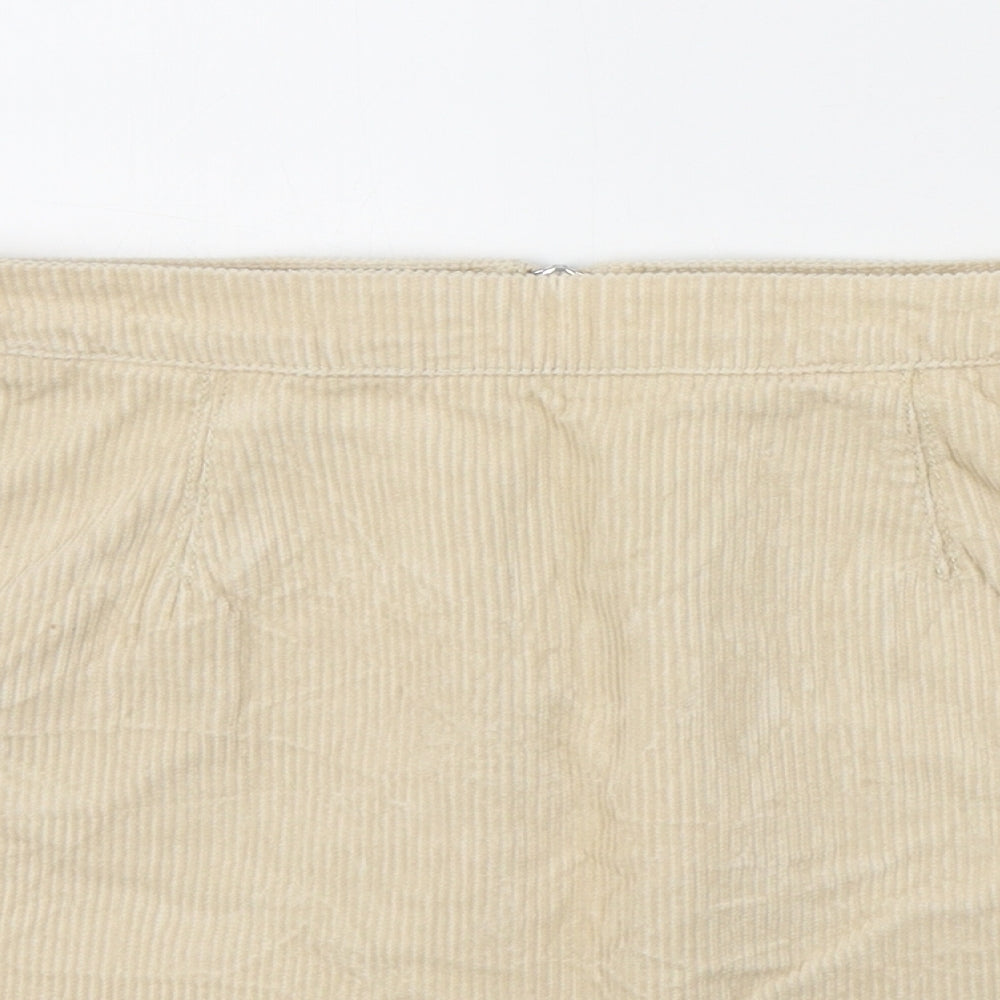 New Look Womens Beige Cotton A-Line Skirt Size 8 Zip
