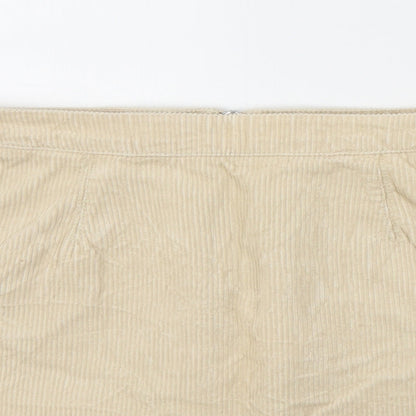 New Look Womens Beige Cotton A-Line Skirt Size 8 Zip
