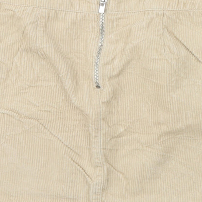 New Look Womens Beige Cotton A-Line Skirt Size 8 Zip