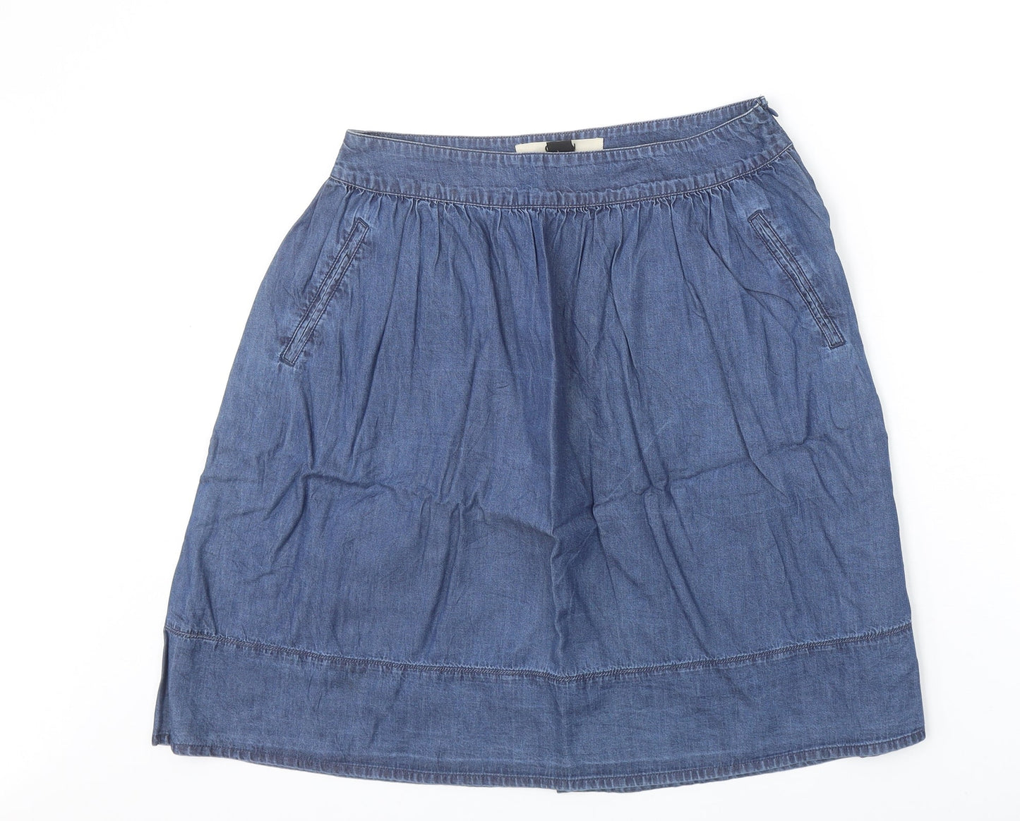 Ostin Womens Blue Cotton A-Line Skirt Size S Zip