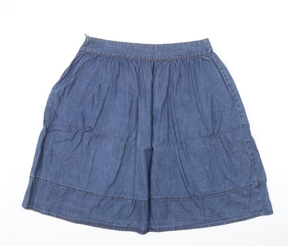 Ostin Womens Blue Cotton A-Line Skirt Size S Zip