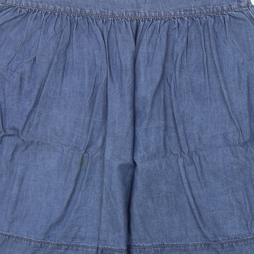 Ostin Womens Blue Cotton A-Line Skirt Size S Zip